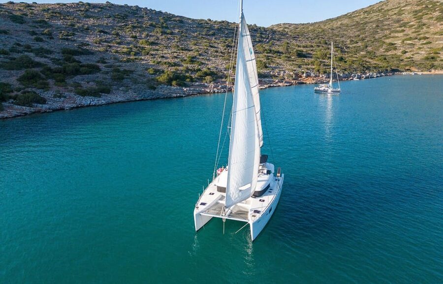 Agios Nikolaos: Private Catamaran Cruise with Meal & Drinks - The first hour across Mirabello Gulf
