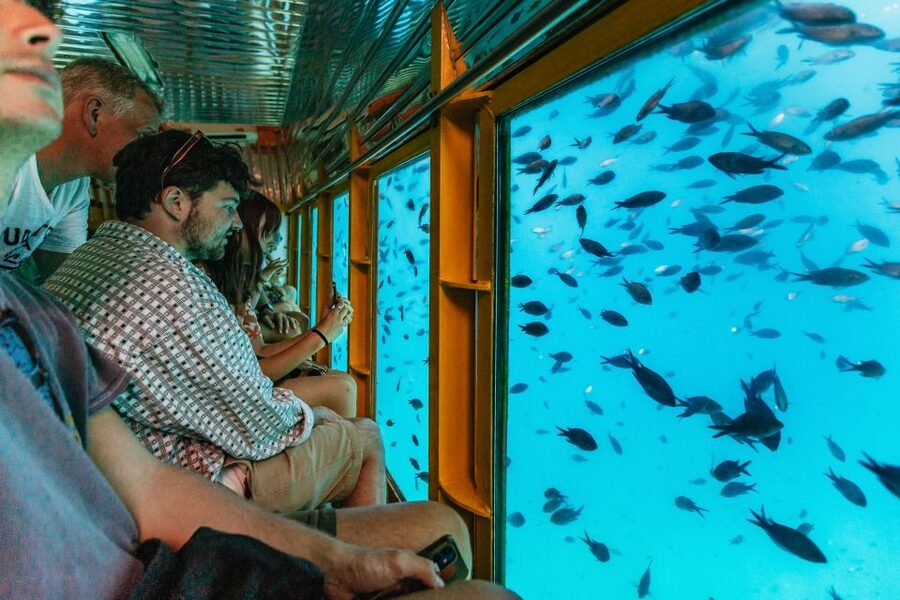 Agios Nikolaos: Semi-Submarine Cruise - The underwater cabin near Agioi Pantes Island