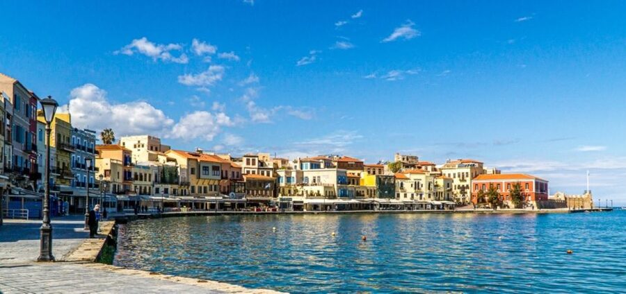 Chania: Private Guided Food and Wine Walking Tour with Lunch - Chania’s harbor, churches, and hillside view
