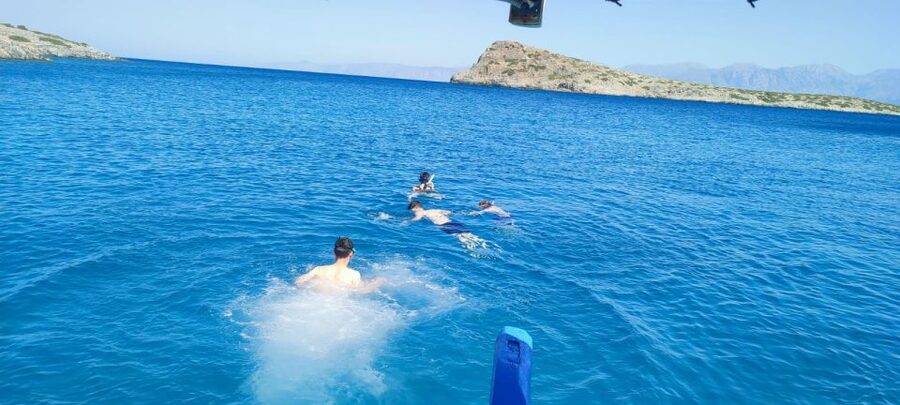 Crete: Fishing & Swimming Boat Cruise with Lunch & Drinks - Spinalonga views and the open Sea of Crete