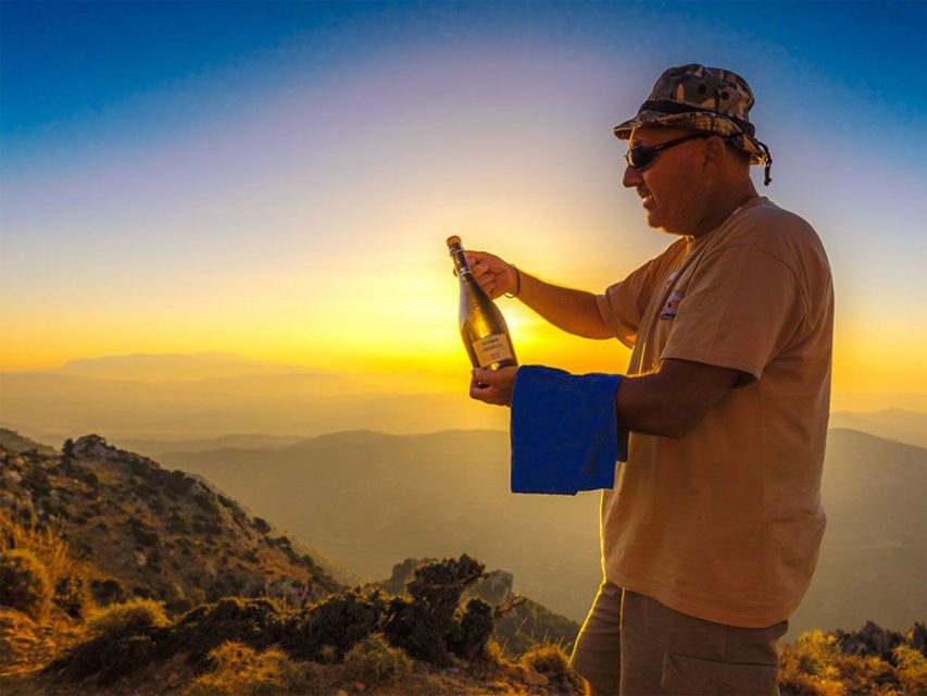 Crete: Land Rover Safari with Sunset Viewing, Dinner, & Wine - Sunset with Prosecco and fruit