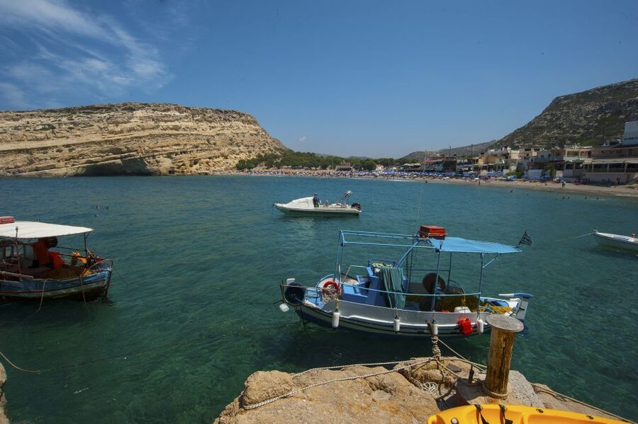 Crete: Matala Beach and Hippie caves, Red beach - Choosing between the village and Red Beach