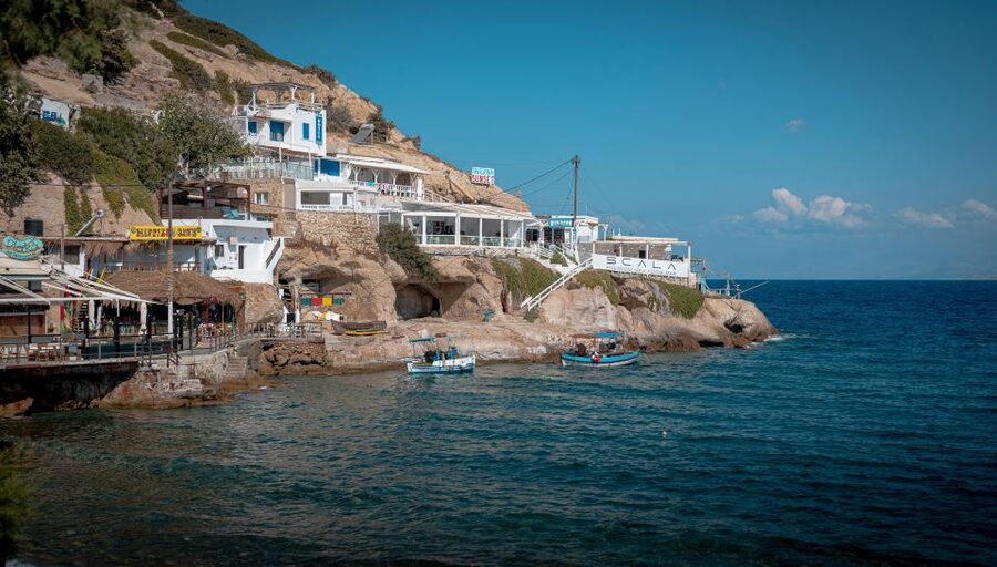 Crete: Matala Hippie Caves - Walking into the Matala caves