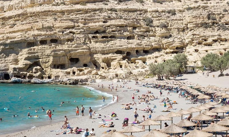 Day trip to Matala Hippie Beach & Gortyn Archaeological Site - Matala’s caves and the 1960s story