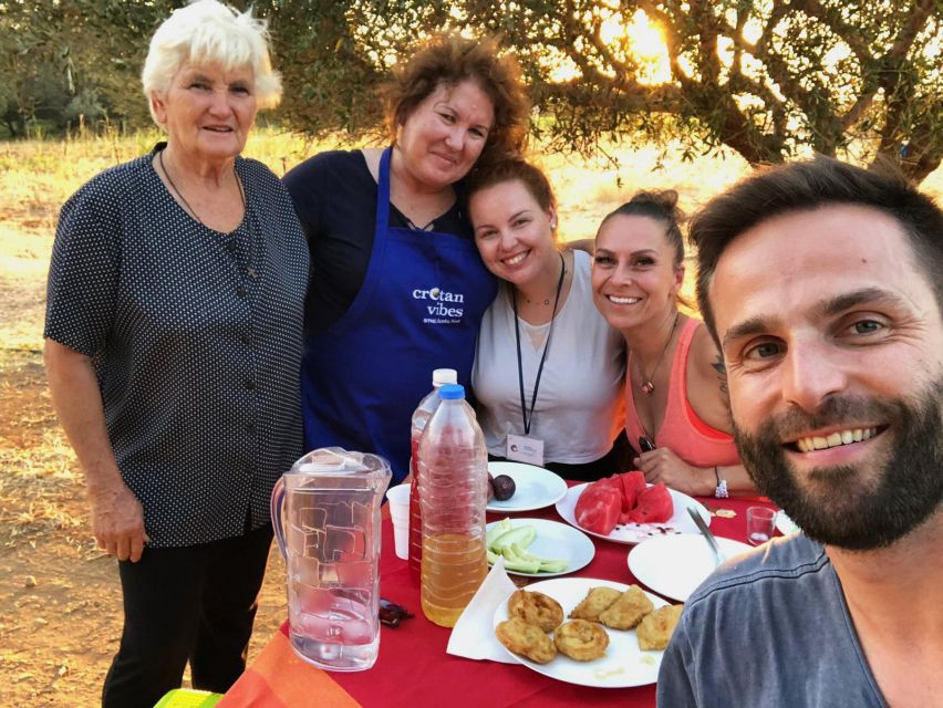 Farm Tour with Cheese-Making, Olive Oil Tasting & Picnic - Meeting Mama Stela at the outdoor table