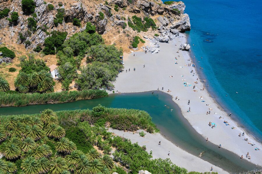 From Chania & Rethymno: Kourtaliotiko, Preveli & Damnoni - Plakias offers a short pause before the coast