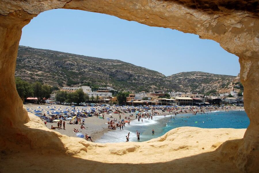 From Heraklion: South Crete Festos and Matala with Lunch - Matala, the sea, and the cliff caves