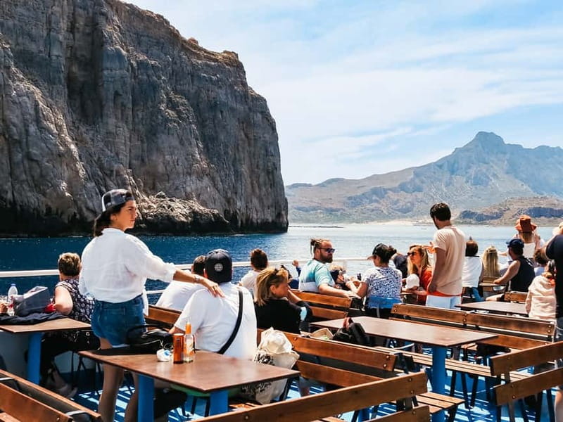From Kissamos Port: Boat Cruise to Balos Lagoon & Gramvousa - Food, seating, and life onboard