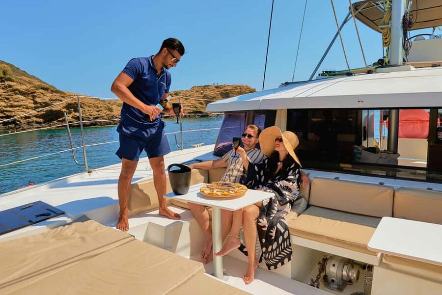 From Panormo: Luxe All-Inclusive Catamaran Cruise with Lunch - A Mediterranean Lunch Cooked on Board