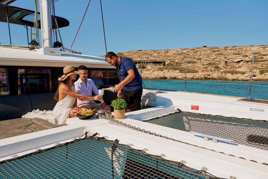 Heraklion: Dia Island Family-Friendly Catamaran Cruise - A freshly prepared Mediterranean dinner onboard