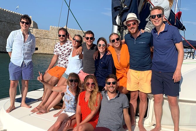 Heraklion: Sunset Luxury Cruise with Sushi and Open Bar - A swim stop beside an uninhabited island