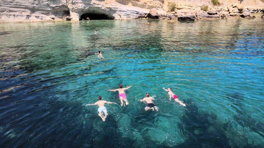 Hersonisos: Boat Cruise with Swim Stops and Lunch - The first hour and the swim at St. George Bay