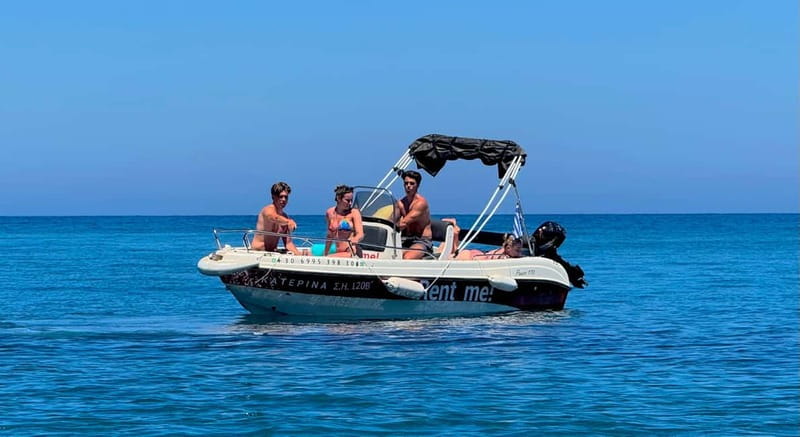 Hersonissos: Rent a Boat - No License Needed - Saint George Bay and the Cave of the Pirates