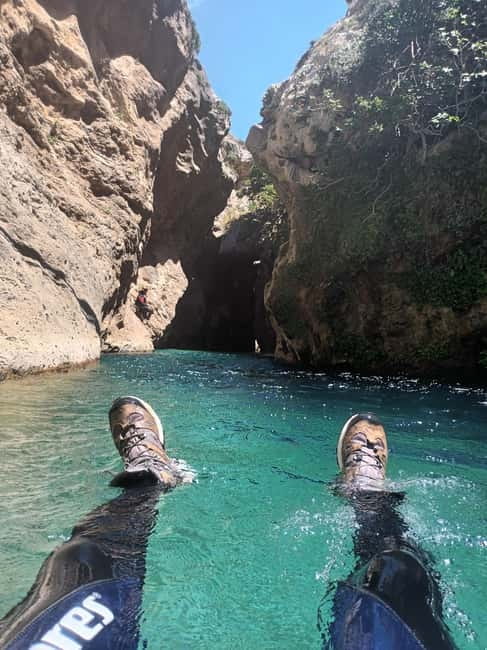 Kourtaliotiko Gorge: Guided River Adventure Trek with Lunch - The first swim to the gorge waterfall