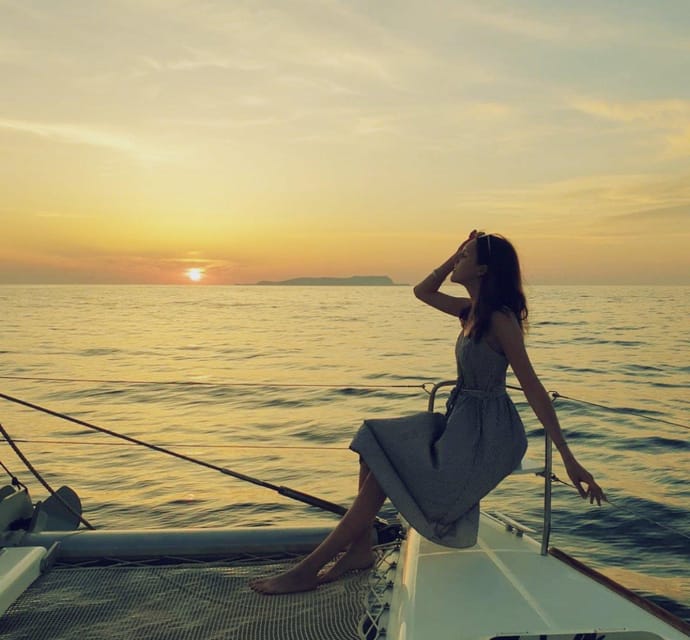 Rethymno: Sunset Catamaran Cruise - Sushi & Open Bar - Leaving Rethymno Marina in the afternoon