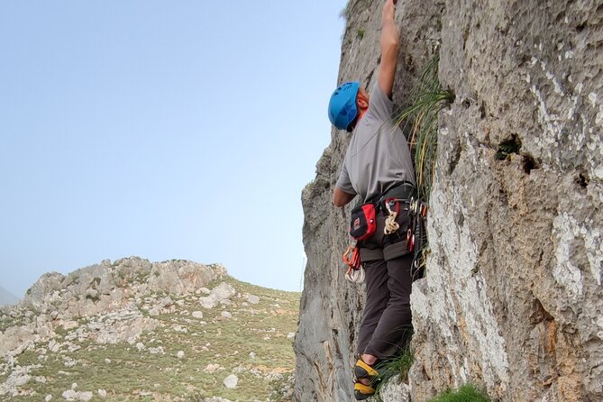 Rock Climbing on Crete with a Guide at Rethymnon, Plakias beach - Rappelling adds a second kind of challenge